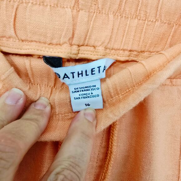 Athleta Cabo Linen Jogger Peach Lightweight Drawstring Size 16 - Picture 3 of 11